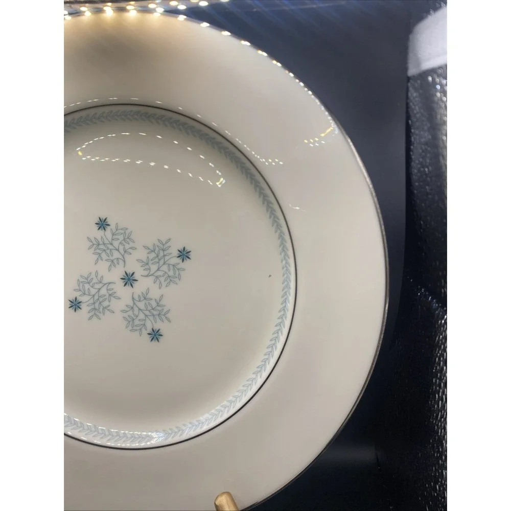4 Lenox Charmaine MCM Dinner Plates Stunning‎ Platinum Rim VTG U. S. A.